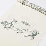 帯揚げ　鳥獣戯画　練色（ねりいろ）（02）