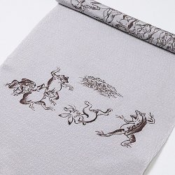 画像1: 帯揚げ　鳥獣戯画　桔梗鼠（ききょうねず）（05）