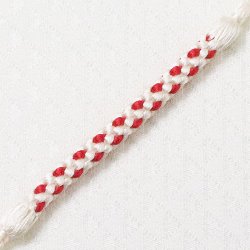 画像1: 根付紐　オフホワイト／深緋（こきひ）（01）