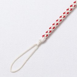 画像1: 懐中時計紐　八津組み ホタル「短タイプ」　オフホワイト／深緋（こきひ）（01）