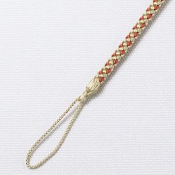 画像1: 懐中時計紐　八津組み ホタル「短タイプ」　白橡（しろつるばみ）／赤茶（あかちゃ）（03）