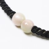 紳士羽織紐　無双　マグネット　木目ラクト玉捻じり　黒（06）