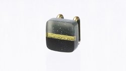 画像1: ガラス帯留め　slow sphatika（スロースパティカ）　金箔ライン（黒）