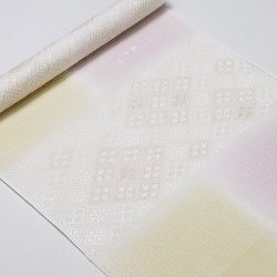 画像1: 帯揚げ　縫取しあわせ菱　鴇鼠（ときねず）／鳥の子色（とりのこいろ）（01）