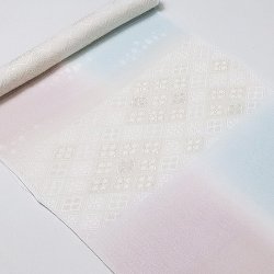 画像1: 帯揚げ　縫取しあわせ菱　白藍（しらあい）／淡紅藤（あわべにふじ）（06）