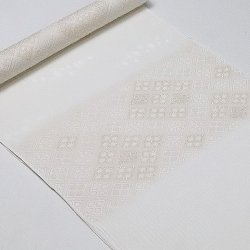 画像1: 帯揚げ　縫取しあわせ菱　白（10）