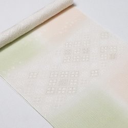 画像1: 帯揚げ　縫取しあわせ菱　洗柿（あらいがき）／裏葉柳（うらはやなぎ）（03）