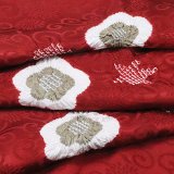 帯揚げ　輪出し白場取り小花　深赤／煤色（すすいろ）（44）