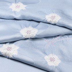 画像1: 帯揚げ　輪出し吹き寄せ　青藤色（あおふじいろ）／白練（しろねり）（36）