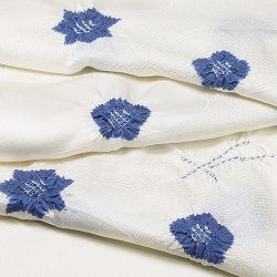 画像1: 帯揚げ　輪出し吹き寄せ　オフホワイト／瑠璃紺（るりこん）（34）