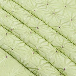 画像1: 帯揚げ　麻の葉ツマミ　若葉色（わかばいろ）／本紫（ほんむらさき）（59）