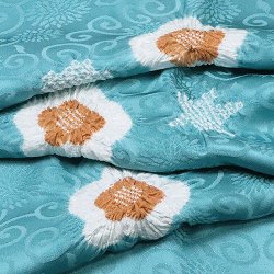 画像1: 帯揚げ　輪出し白場取り小花　納戸色（なんどいろ）／団十郎茶（だんじゅうろうちゃ）（54）