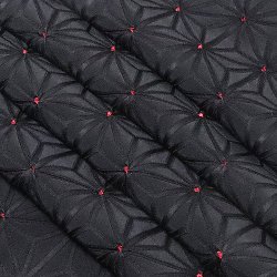 画像1: 帯揚げ　麻の葉ツマミ　黒（くろ）／深赤 （60）