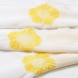 画像1: 帯揚げ　輪出し白地五ツ梅　白／黄支子色（きくちなしいろ）（03）