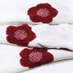 画像1: 帯揚げ　輪出し白地五ツ梅　白／臙脂（01）