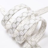 黒留袖（礼装用）帯締め　貝の口亀甲（白／銀）