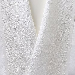 画像1: 白半襟　柄　正絹 風通三重織　華紋入菱格子（はなもんいりひしこうし）