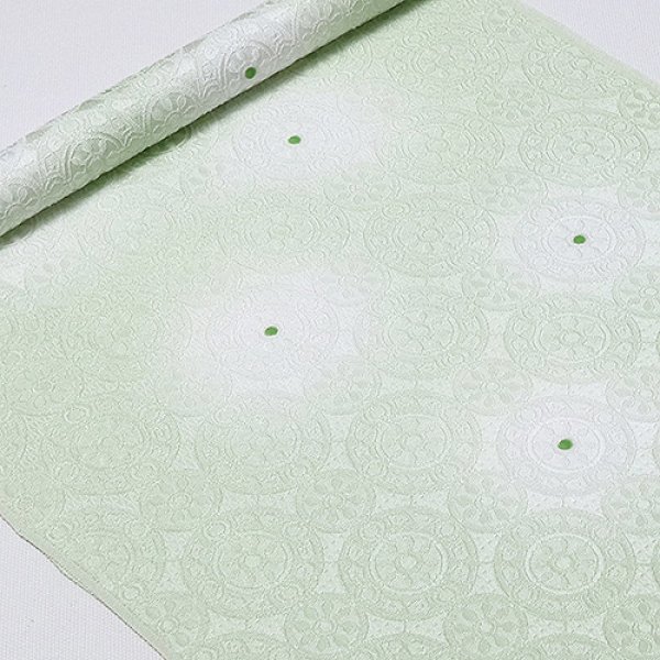 画像1: 帯揚げ　カテドラル白ぼかし水玉　白緑（びゃくろく）（03） (1)