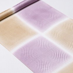 画像1: 帯揚げ　二色モダン市松　浅紫（あさむらさき）／白茶（しらちゃ）（01）