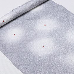画像1: 帯揚げ　カテドラル白ぼかし水玉　桔梗鼠（ききょうねず）（05）