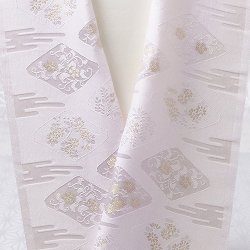 画像1: 半襟　縫取りエ霞に菱花　ラベンダー（03）