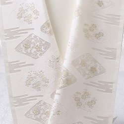 画像1: 半襟　縫取りエ霞に菱花　サモンピンク（01）