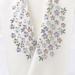 画像1: 刺繍半襟　桜づくし　オフホワイト地（05）