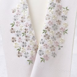 画像1: 刺繍半襟　桜づくし　灰桜地（04）