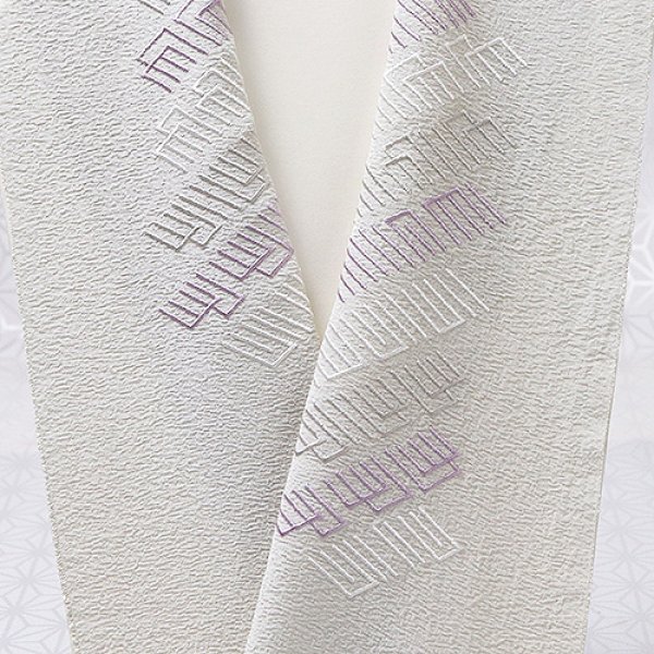 画像1: 刺繍半襟　源氏香たづな　灰青地 （04） (1)