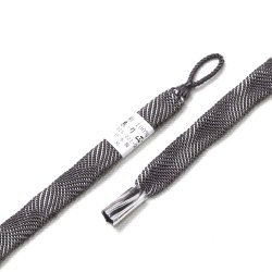 画像1: 羽織紐　女短　七宝ウェーブ　消炭色（けしずみいろ）／オフホワイト（07）