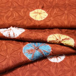 画像1: 帯揚げ　捻り麻三色傘巻き 　弁柄色（べんがらいろ）（01）