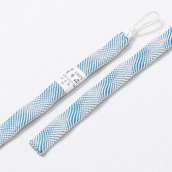 画像1: 紳士羽織紐　七宝ウェーブ　白／花浅葱（はなあさぎ）（04）