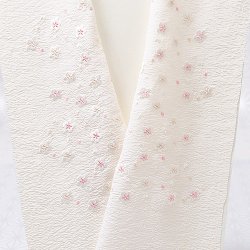 画像1: 刺繍半襟　明雲小花　サモンピンク地（04）