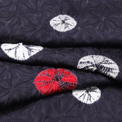 画像1: 帯揚げ　捻り麻三色傘巻き 　漆黒（しっこく）（05）