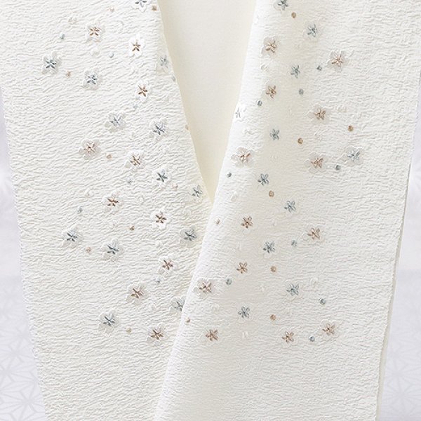 画像1: 刺繍半襟　明雲小花　オフホワイト地（03） (1)