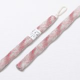 紳士羽織紐　七宝ウェーブ　押込房　白／深赤（01）