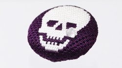 画像1: 帯留め　絽刺し　スカル髑髏（紫）