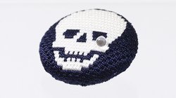 画像1: 帯留め　絽刺し　スカル髑髏（濃藍）