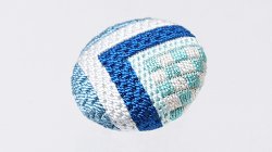 画像1: 帯留め　絽刺し　大なり（ブルー）