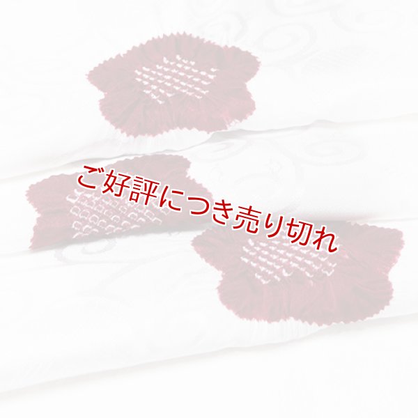 画像1: 帯揚げ　輪出し五ツ梅　白／臙脂（01） (1)