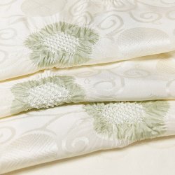 画像1: 帯揚げ　輪出し五ツ梅　オフホワイト／山葵色（わさびいろ）（05）