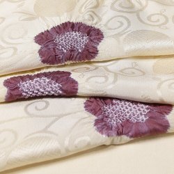 画像1: 帯揚げ　輪出し五ツ梅　練色（ねりいろ）／古代紫（こだいむらさき）（08）