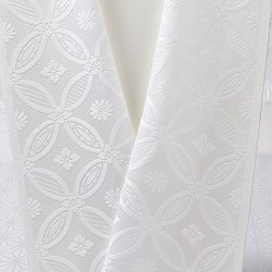 画像1: 白半襟　柄　正絹紋意匠　七宝菊花