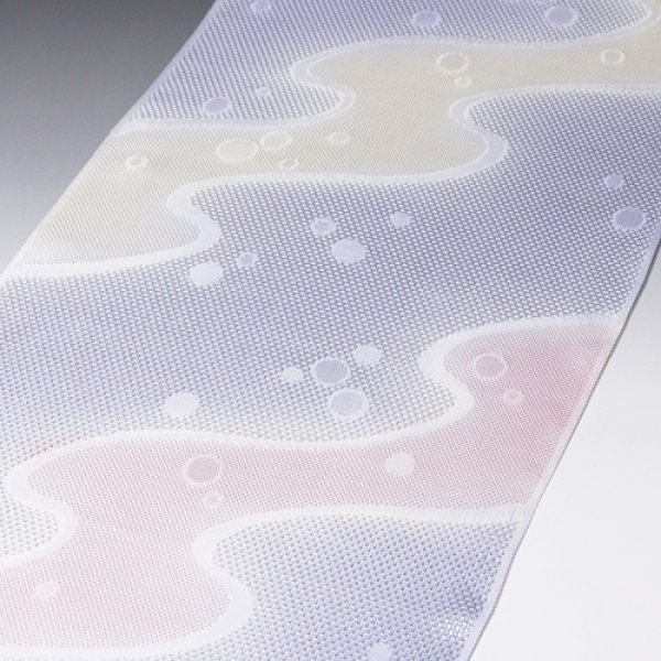 画像1: 帯揚げ　メッシュ流水水引ぼかしに水玉　（03） (1)