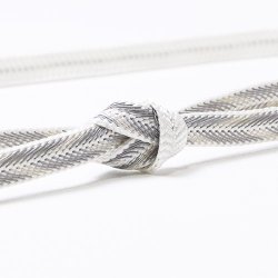 画像1: 帯締め　レース笹波大和矢羽根柄撚房　（07）