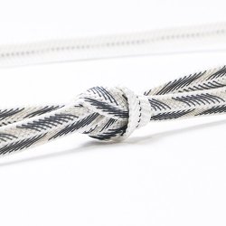 画像1: 帯締め　レース笹波大和矢羽根柄撚房　（08）