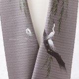 夏物手描き半襟　白鷺　源氏鼠（げんじねず）