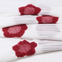 画像1: 帯揚げ　絽輪出し五ツ梅　白／臙脂（01）
