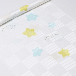 画像1: 帯揚げ　絽二色桔梗に露芝　黄檗色（きはだいろ）・空色（そらいろ）（02）