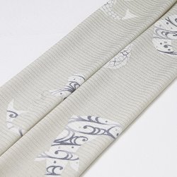 画像1: 手描友禅帯揚げ　いろいろ　五鯉躍「ごりやく」【五鯉躍がございますように】（グレー）